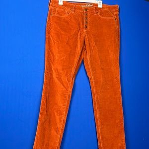 Burnt orange corduroy mid rise pants